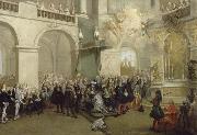 Nicolas Lancret La remise de l'Ordre du Saint-Esprit dans la chapelle de Versailles oil painting artist
